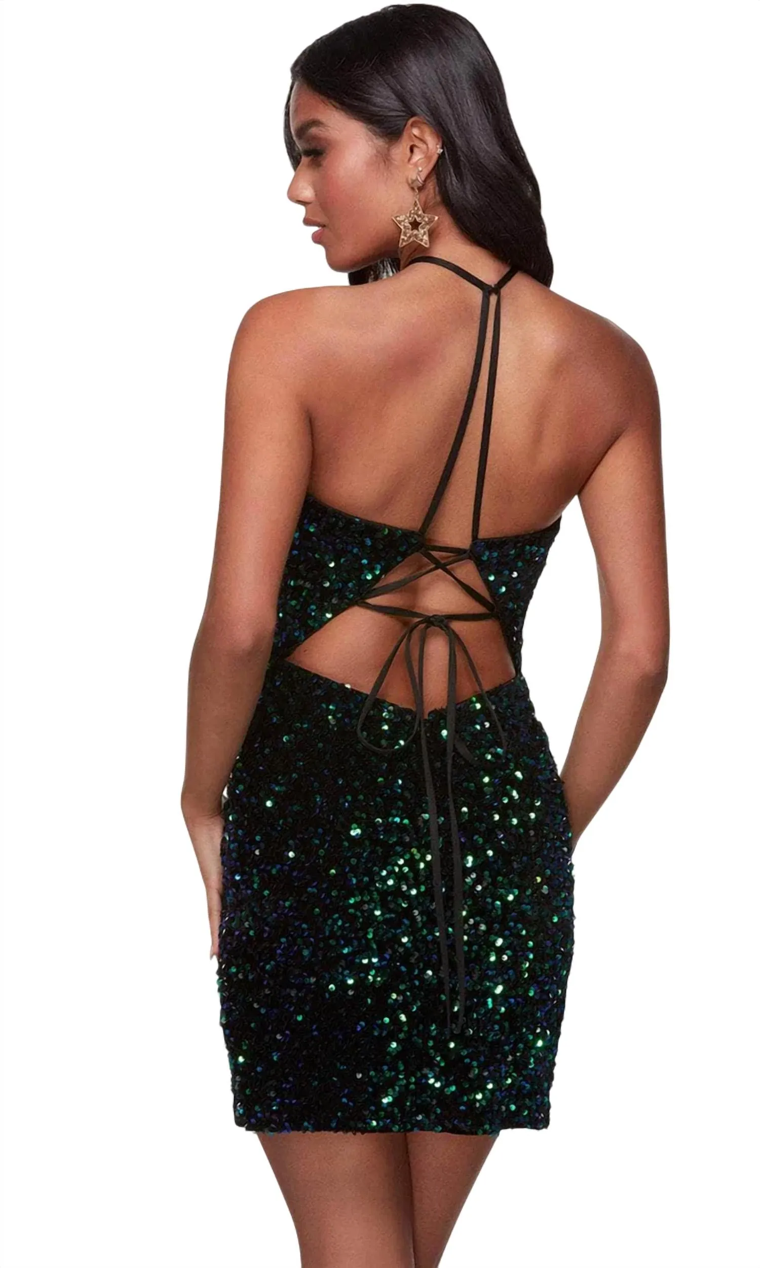 Alyce Paris - Halter Sequin Prom Dress