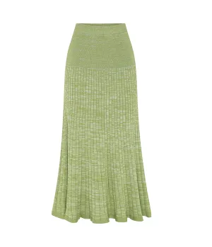 Amber Maxi Skirt in Pesto