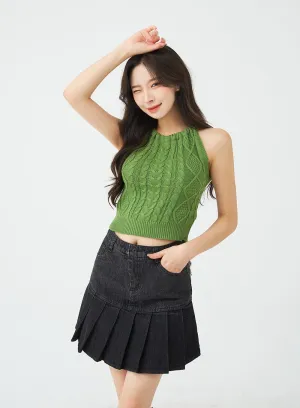 Cable Knitted Halterneck Sleeveless BG02