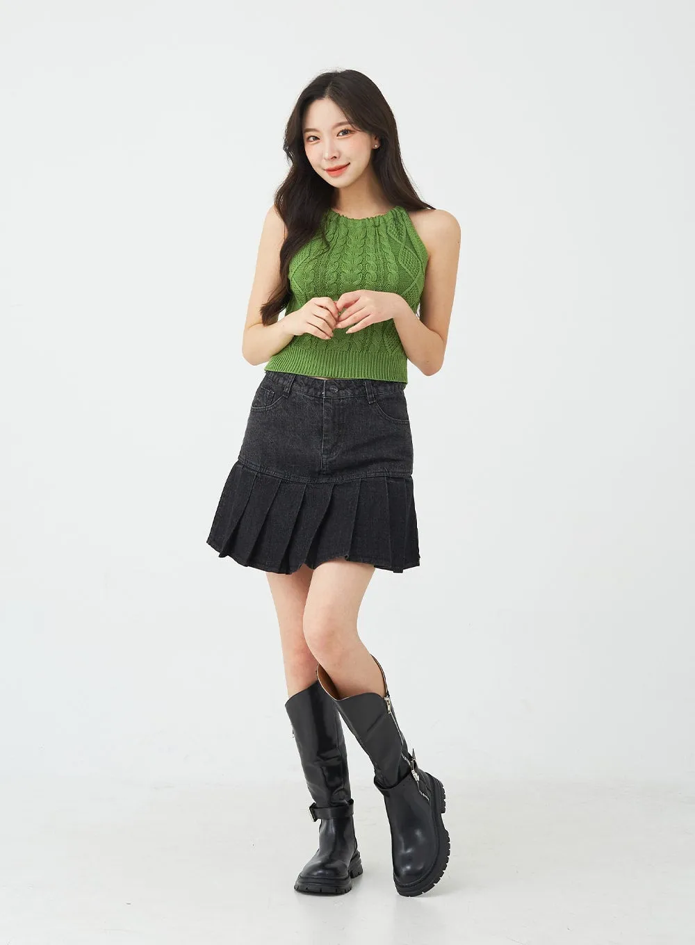 Cable Knitted Halterneck Sleeveless BG02