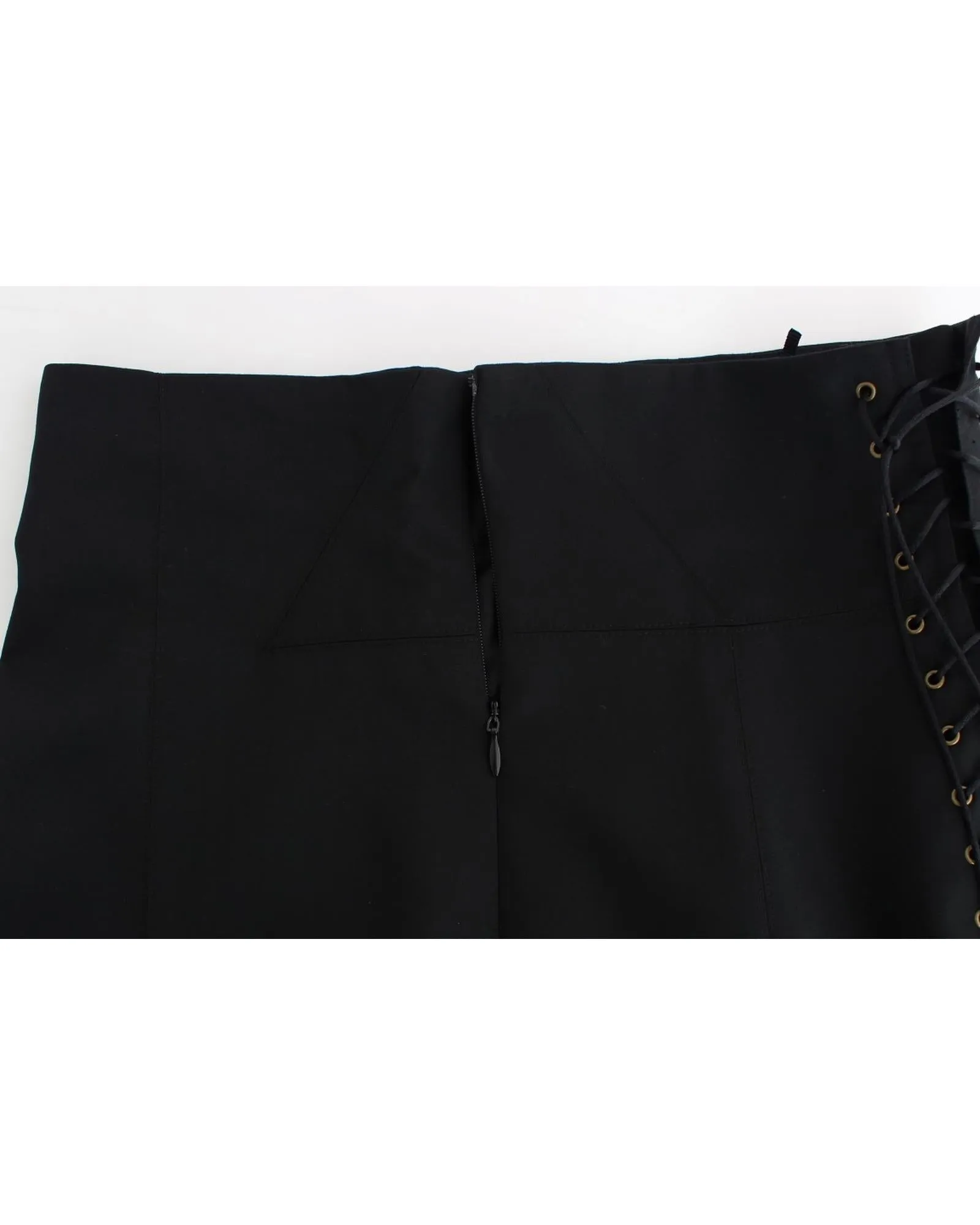 Cavalli Pleated Mini Skirt LaceUp High Waist