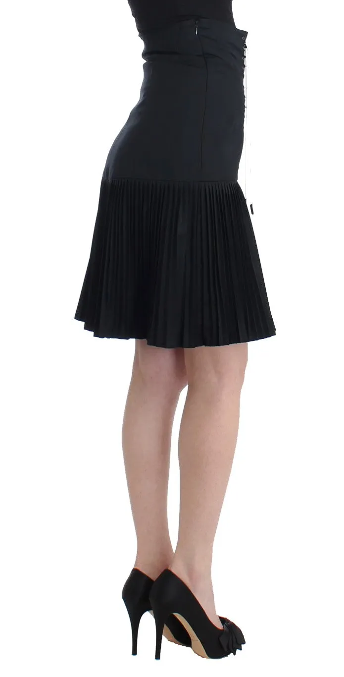 Cavalli Pleated Mini Skirt LaceUp High Waist