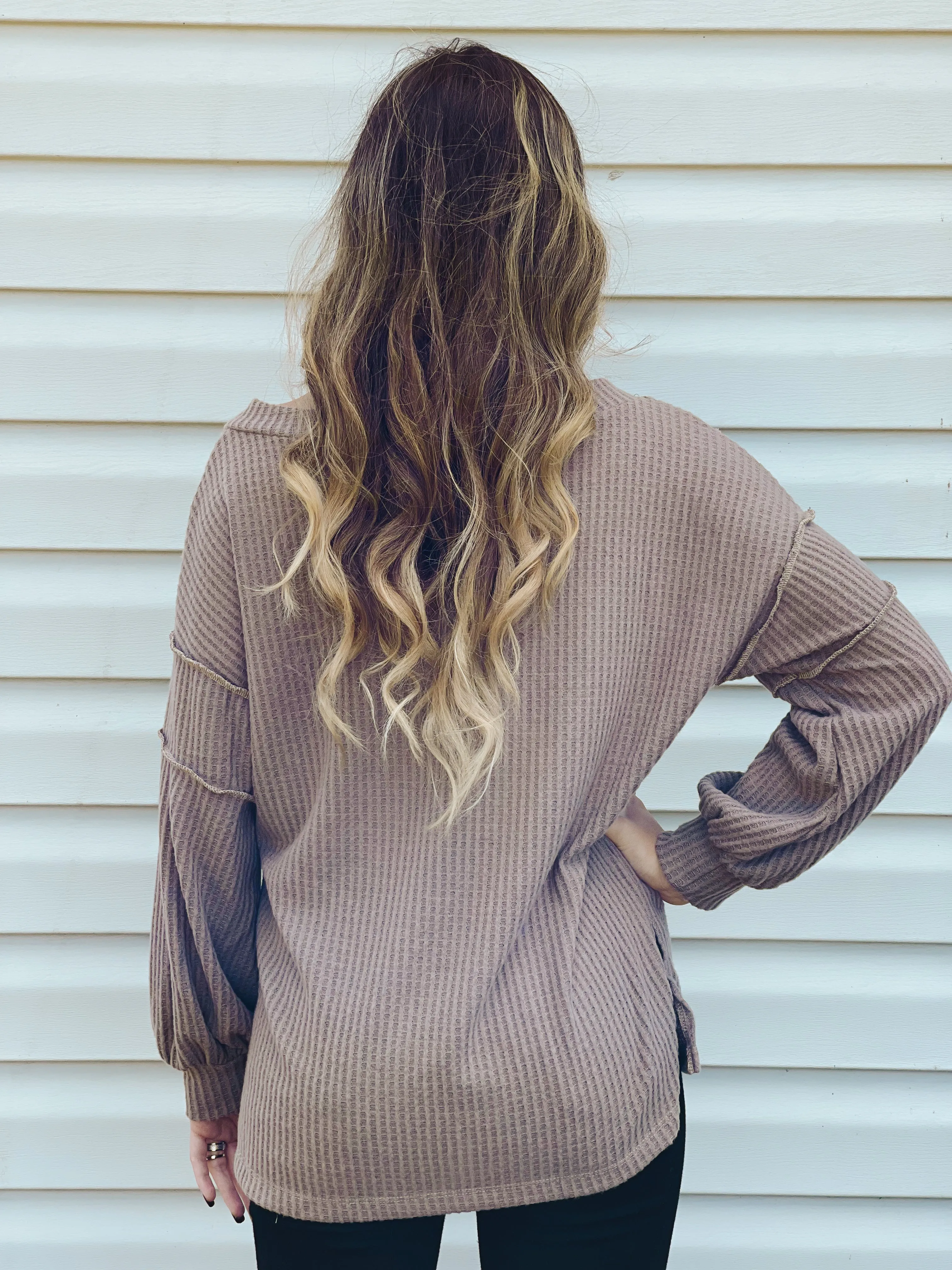 Cider Sippin' Waffle Knit Sweater In Mocha