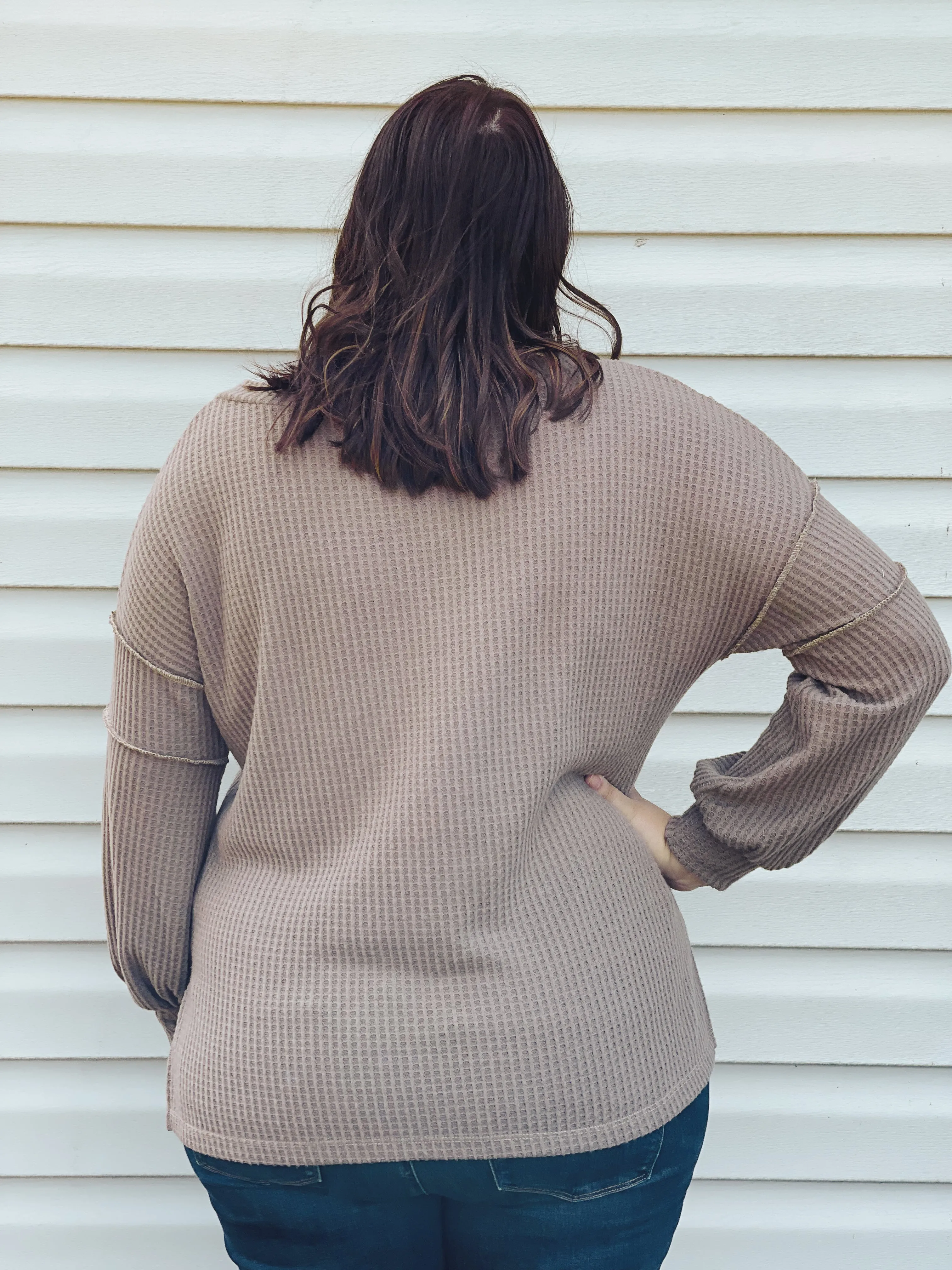 Cider Sippin' Waffle Knit Sweater In Mocha