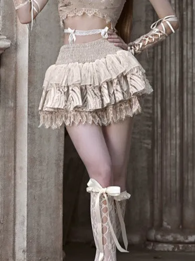 Court Ballet Lace French Broken Cake Skirt Jacquard