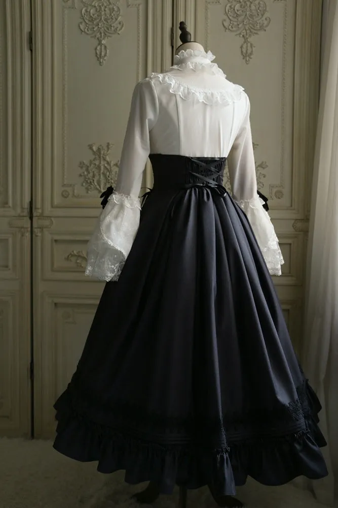 Dark Gray Elegant Boned Corset Belt High Waist Lolita Skirt