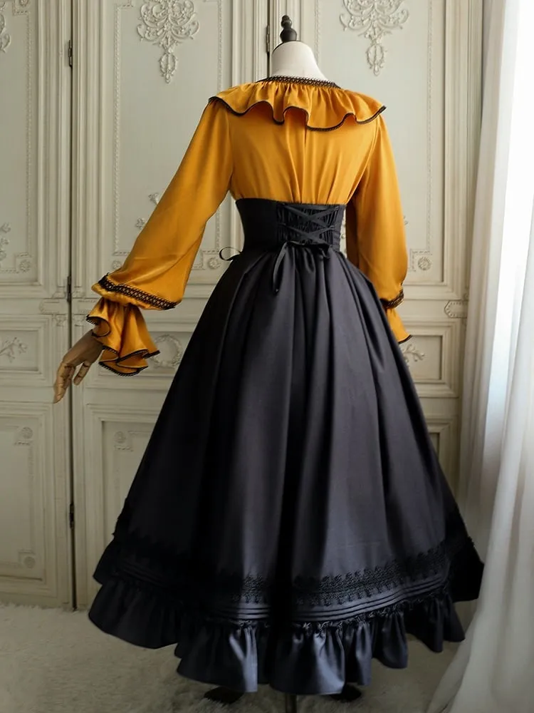 Dark Gray Elegant Boned Corset Belt High Waist Lolita Skirt