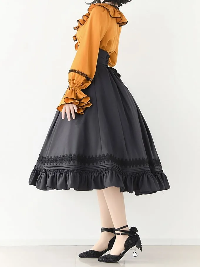 Dark Gray Elegant Boned Corset Belt High Waist Lolita Skirt