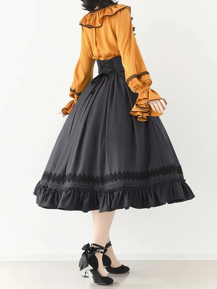 Dark Gray Elegant Boned Corset Belt High Waist Lolita Skirt