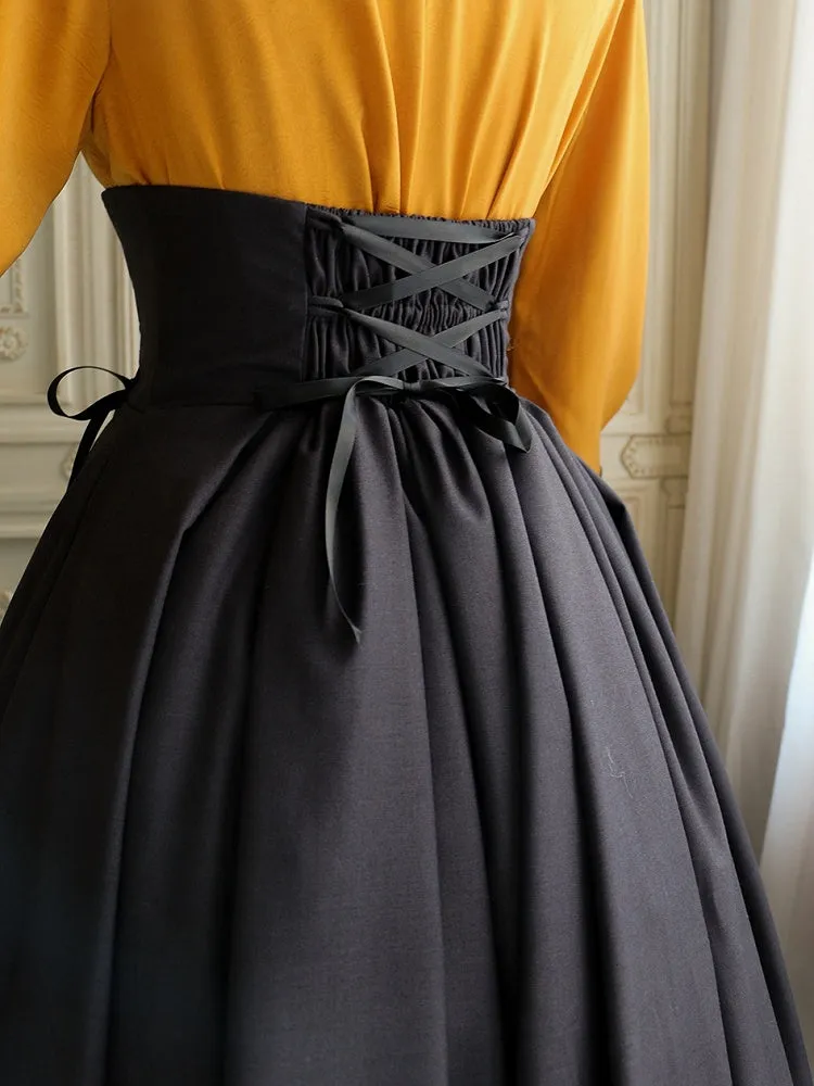 Dark Gray Elegant Boned Corset Belt High Waist Lolita Skirt
