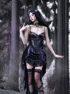 Gothic Lace Luna Suspender Dress Trailing Velvet