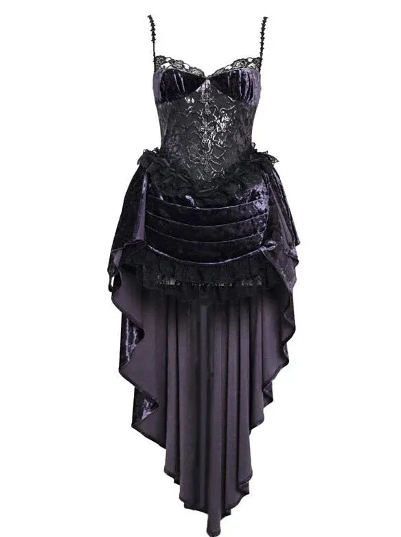 Gothic Lace Luna Suspender Dress Trailing Velvet