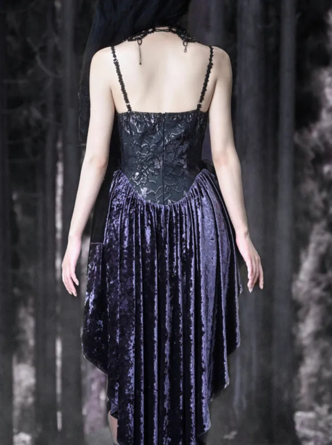 Gothic Lace Luna Suspender Dress Trailing Velvet