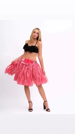 Lace Fringe Skirt - Sherry