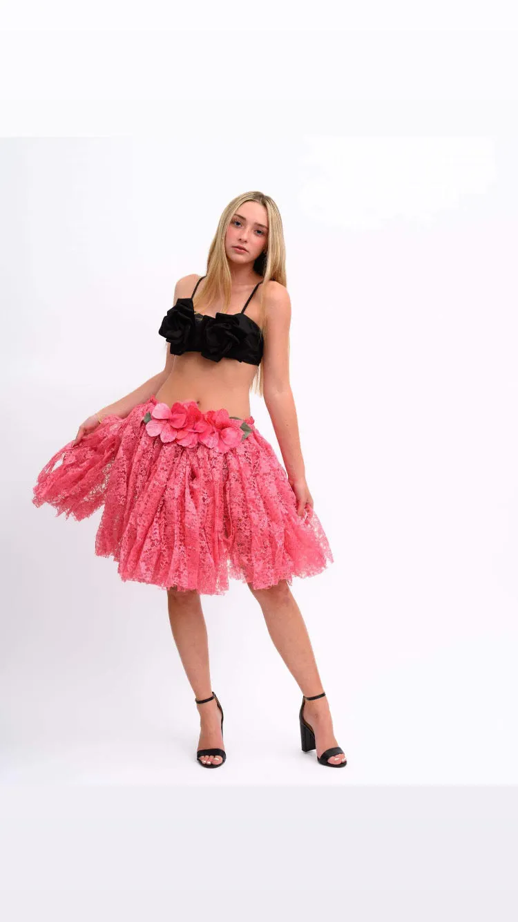 Lace Fringe Skirt - Sherry