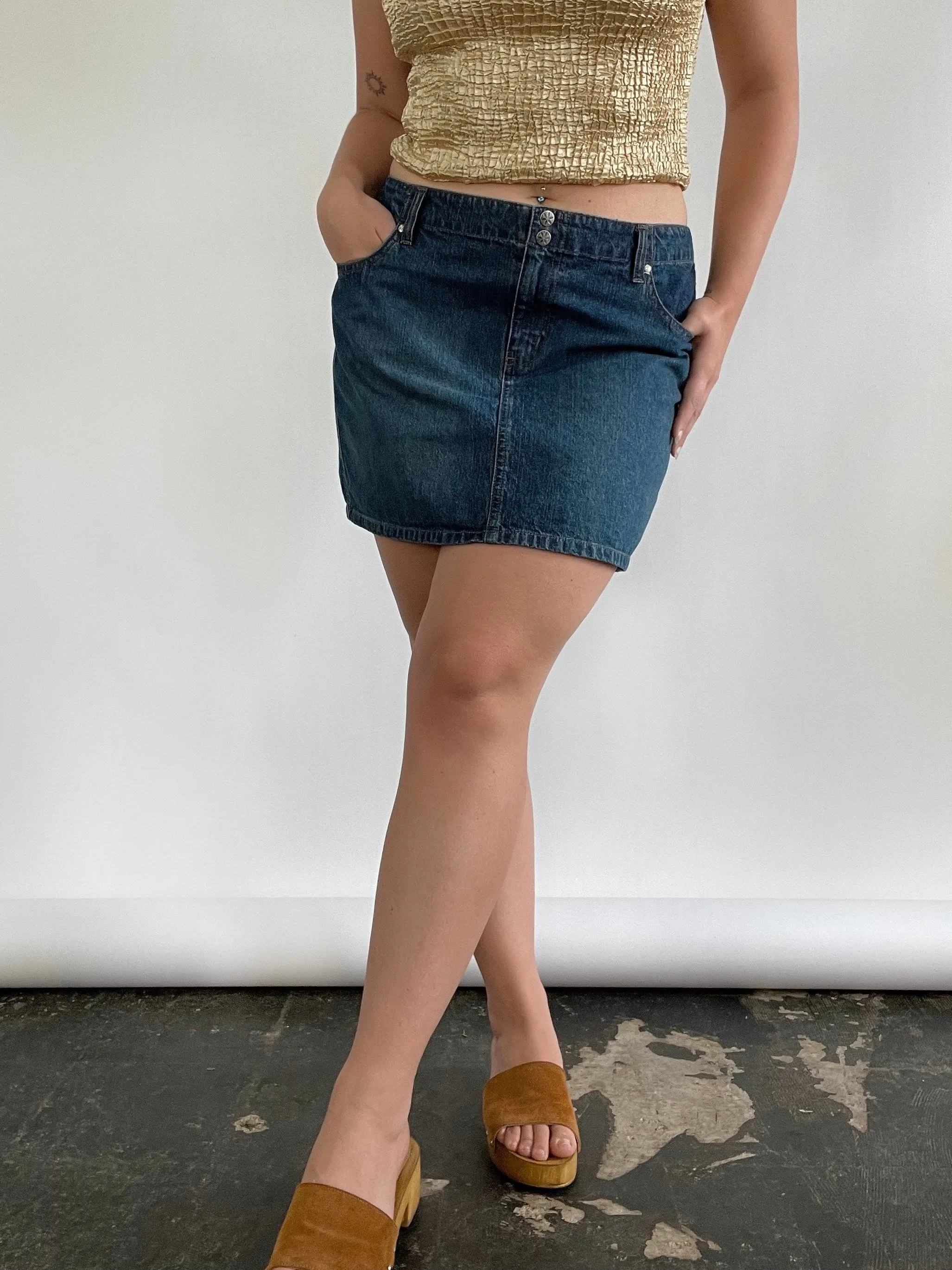 Low Rise Denim Mini Skirt (XL)