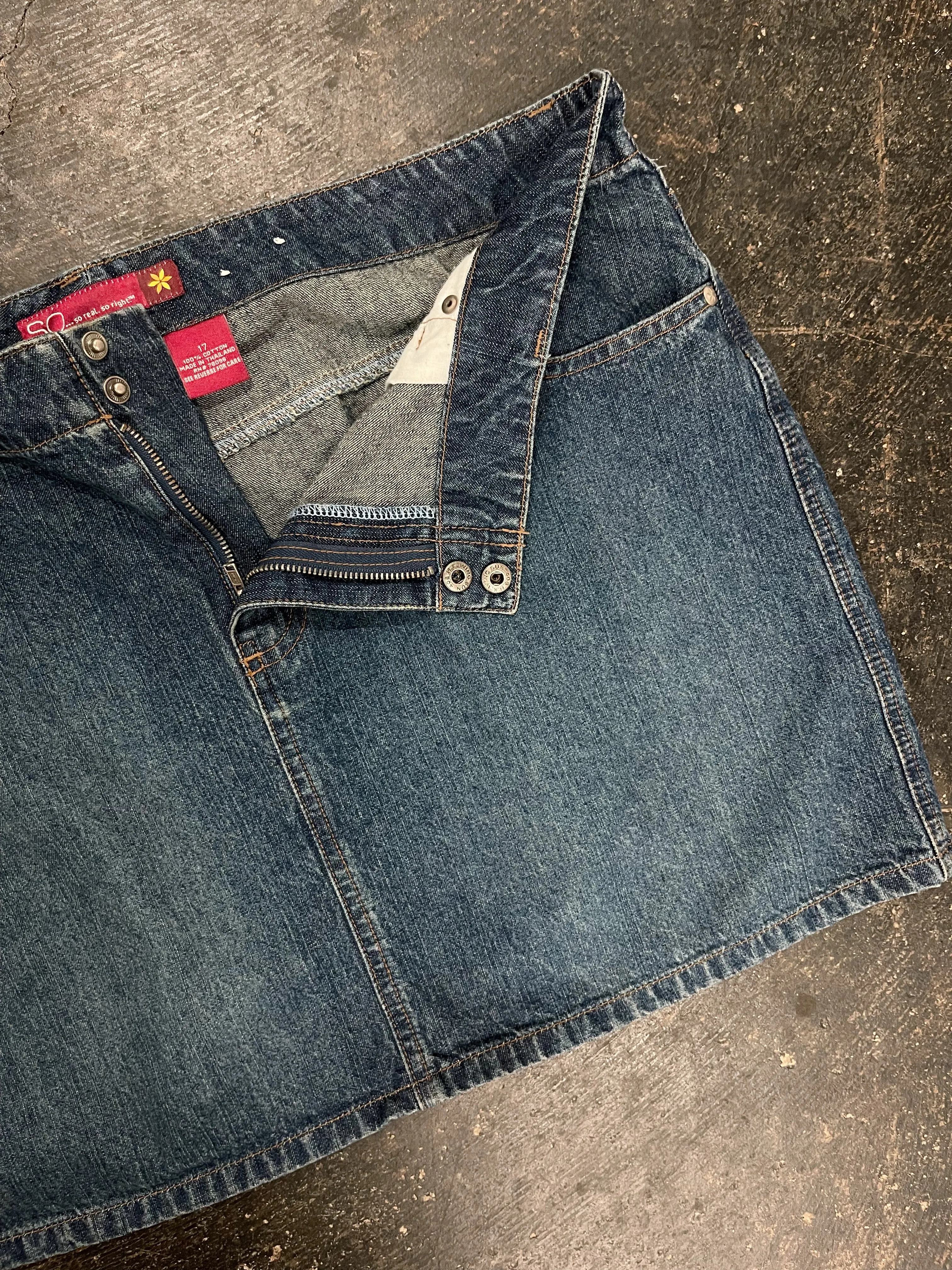 Low Rise Denim Mini Skirt (XL)