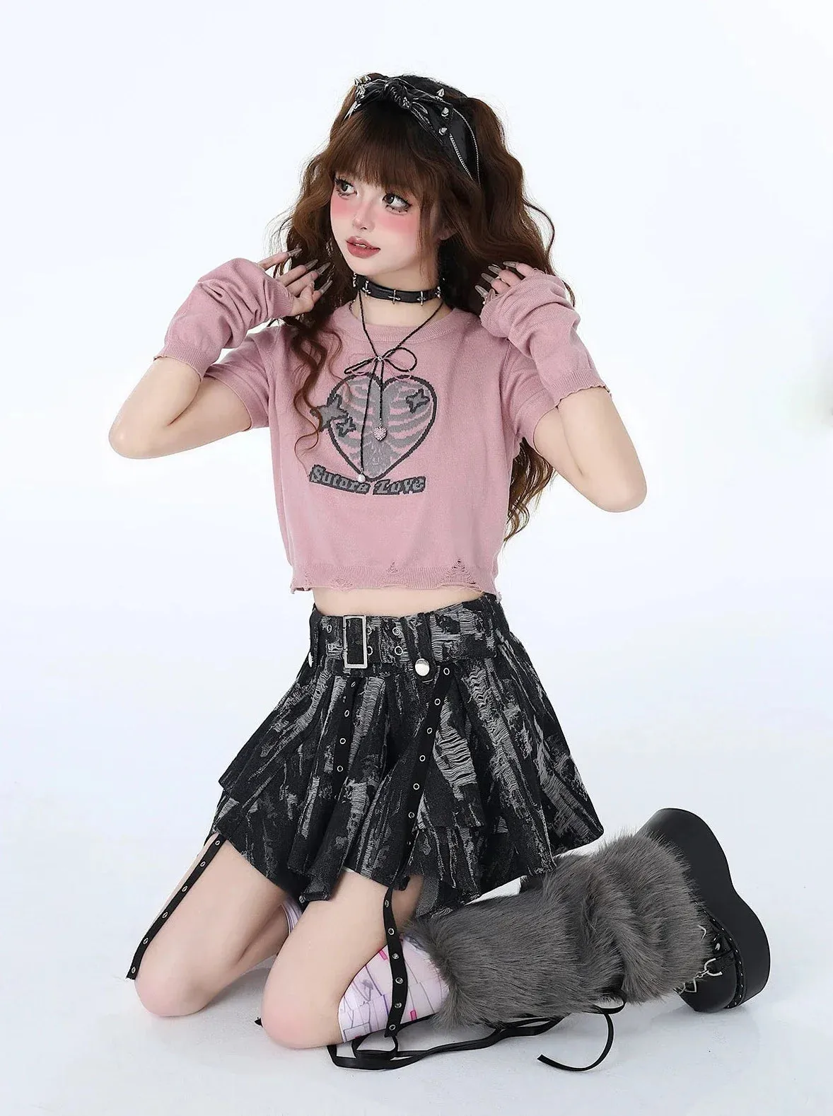 Millennial Retro Skirt Subculture Denim Hot Girl Tie-Dye