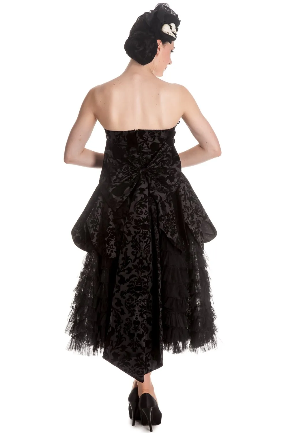Victorian Gothic Wedding Midnight Ball Black Lace Ruffled Dress