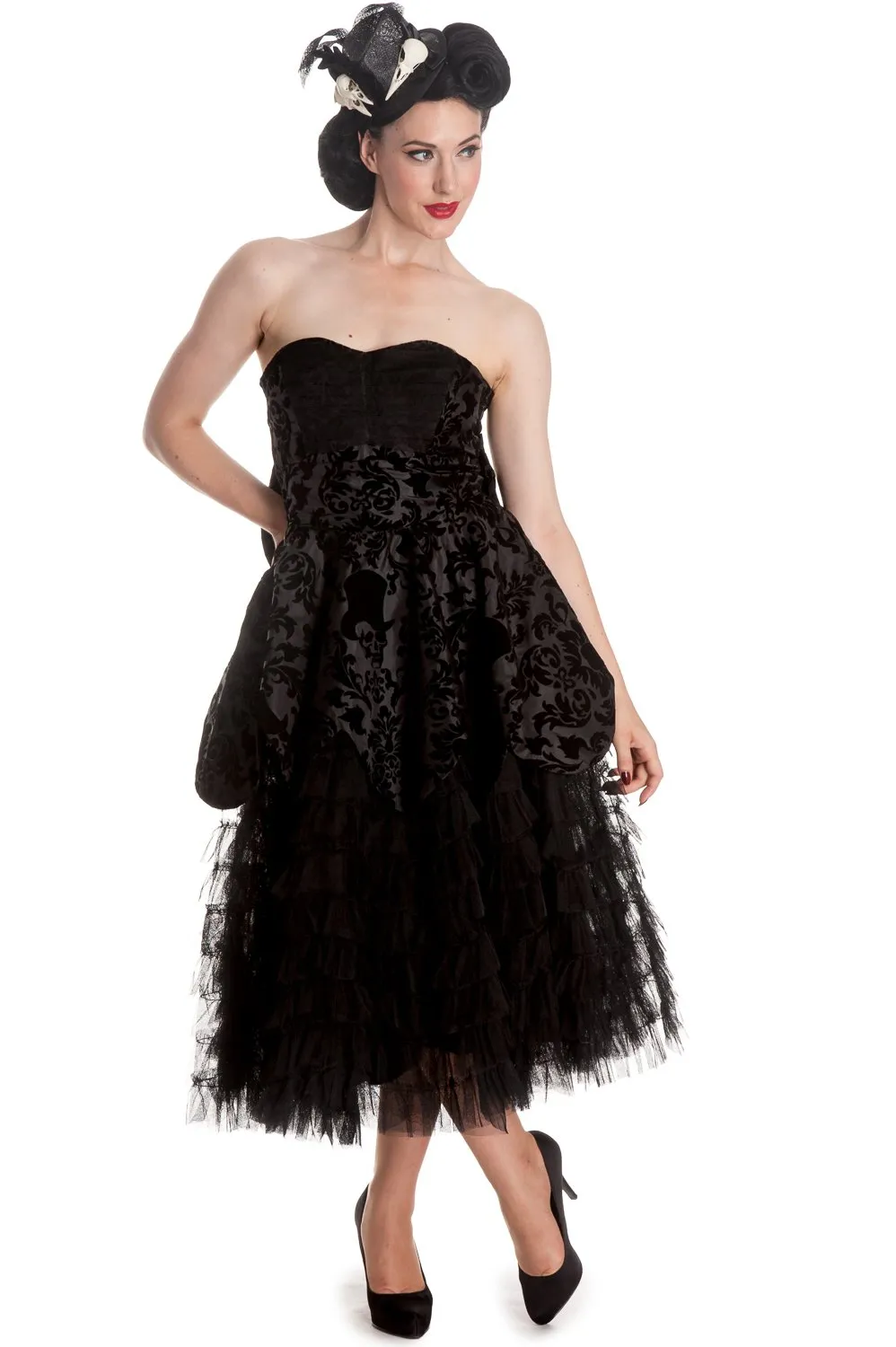 Victorian Gothic Wedding Midnight Ball Black Lace Ruffled Dress