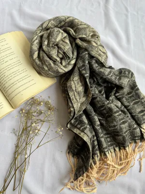 Woolen Pashmina-Plaid Print- Black beige